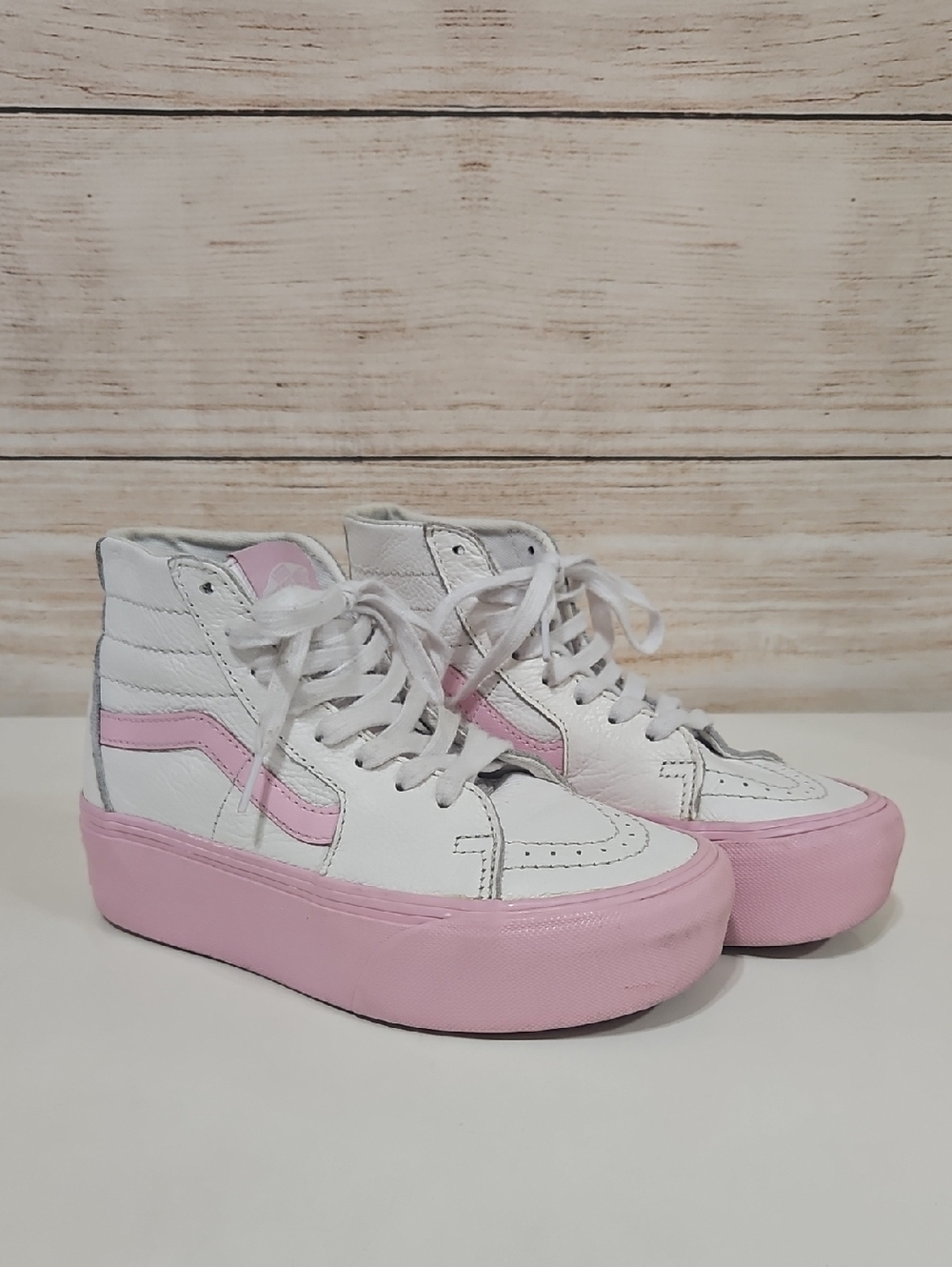 Vans Barbie SK8-high Tapered Stackfoam Platform White and Pink Sneakers 5